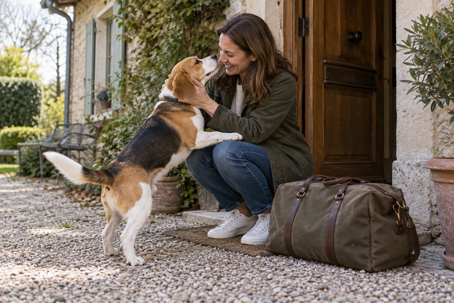 Illustration des retrouvailles entre un propriétaire et son chien après un séjour